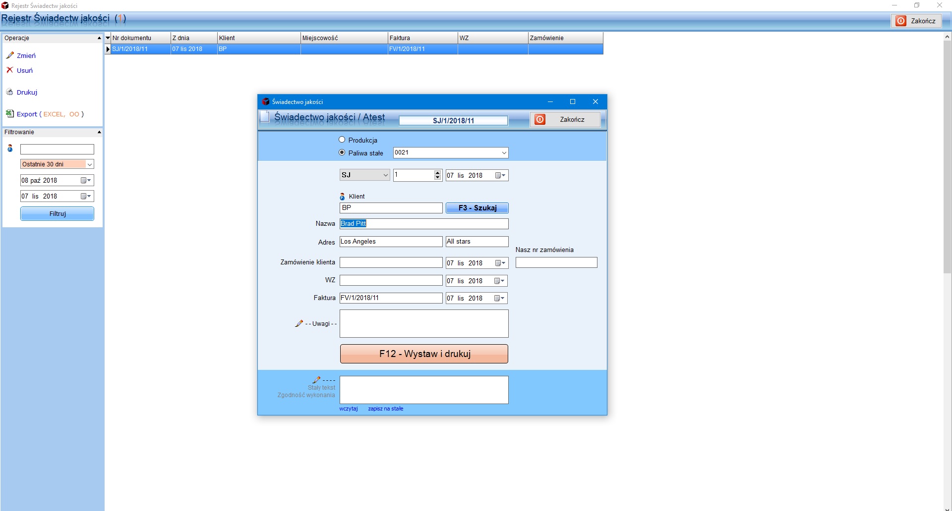 Program do faktur free