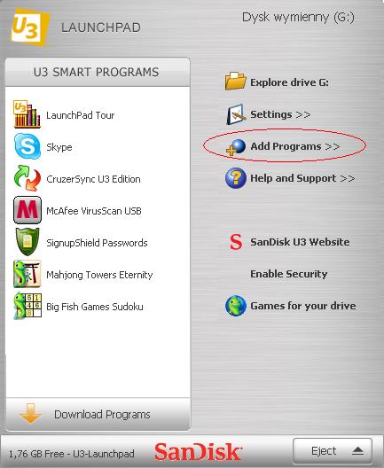 U3 Launchpad - Dodaj Program