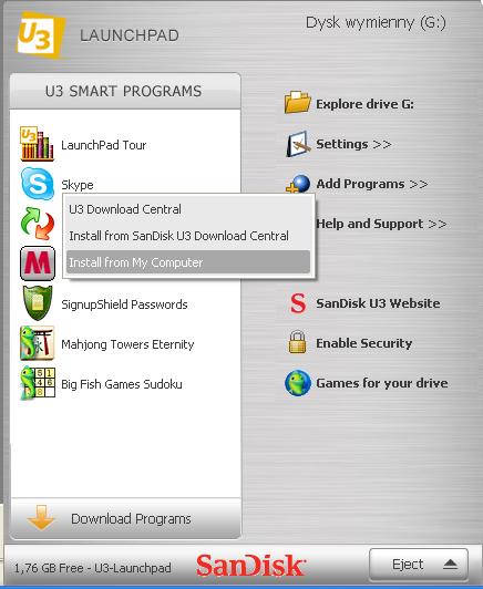 Instalowanie z komputera