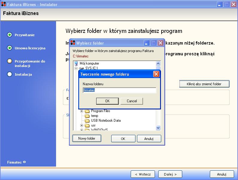 Instalator - zmiana folderu docelowego